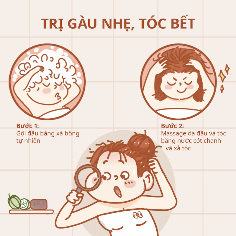 Dầu gội tự nhiên trị nấm da đầu, trị gàu nhẹ dành cho tóc bết