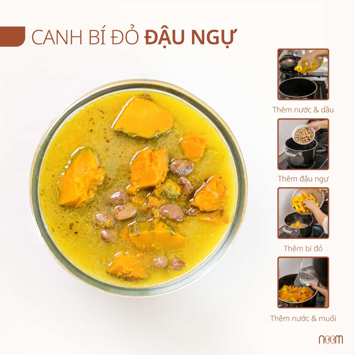 món ngon với dầu mè – canh bí đỏ đậu ngự