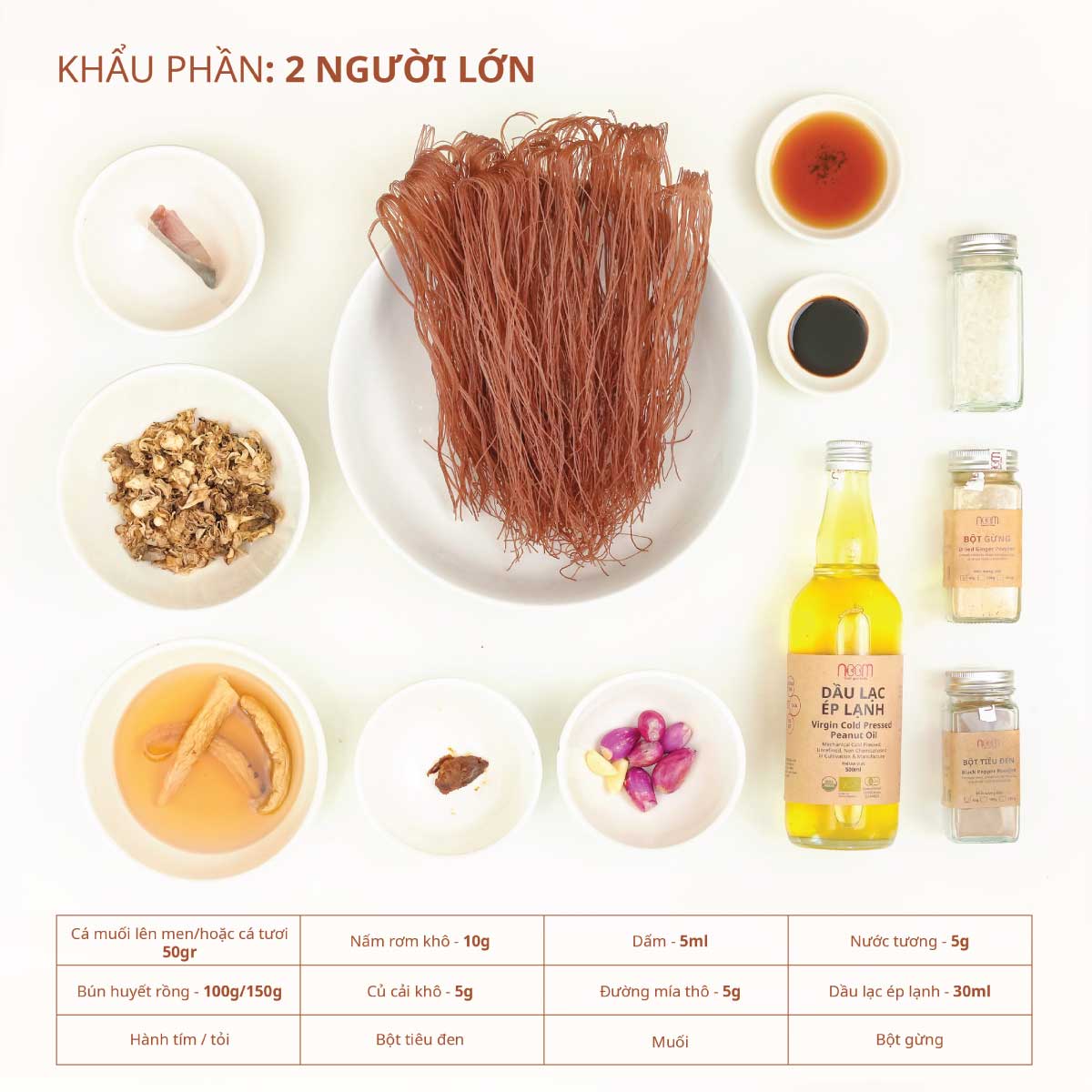 nguyen lieu nau miso nam rom kho